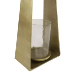 LITTON LANE Large Gold Metal Candle Lantern with Textured Hurricane Glass, 23.5 in thumbnail 3