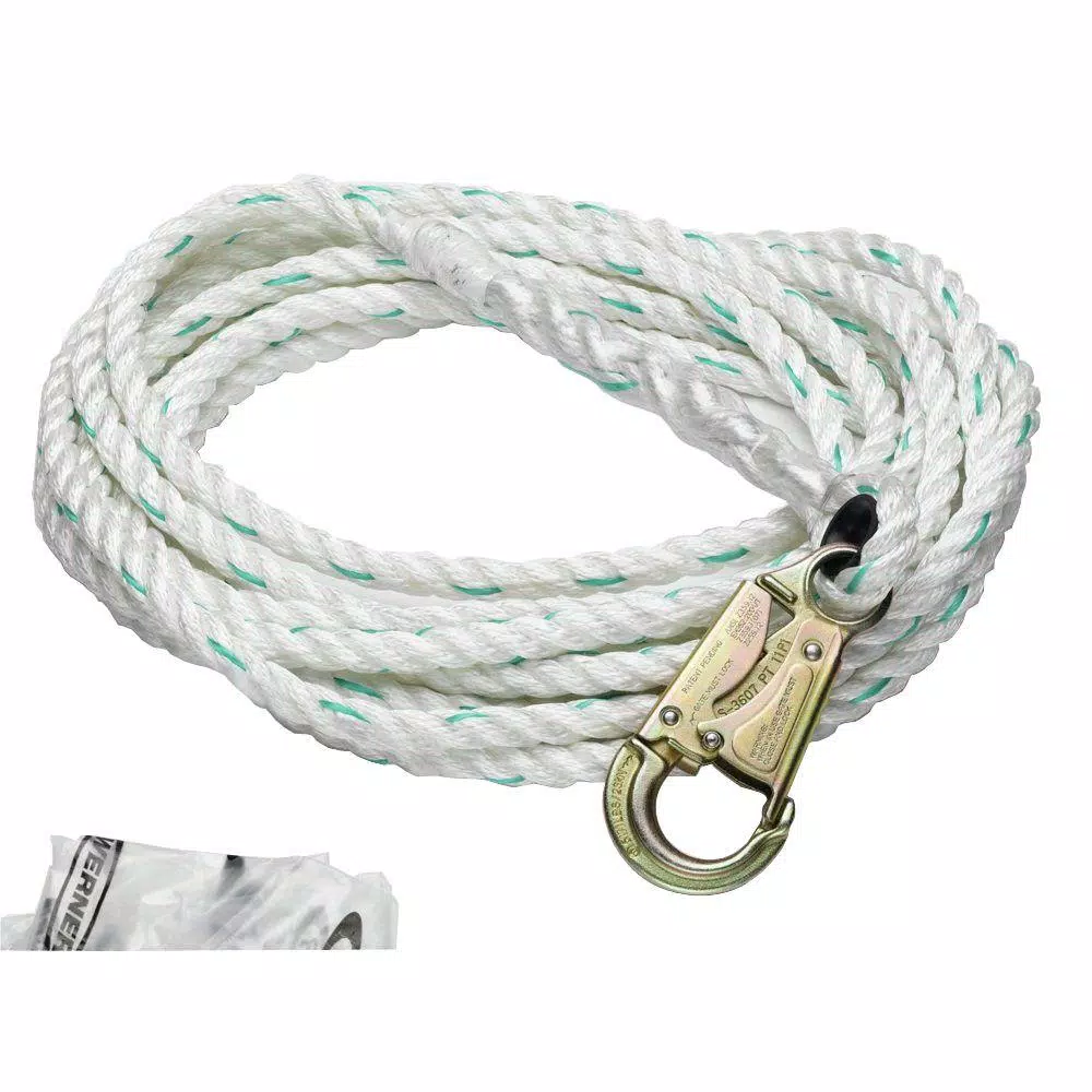 WERNER Upgear 100 ft. 5/8 in. Poly-Dac Vertical Lifeline with Snap Hook