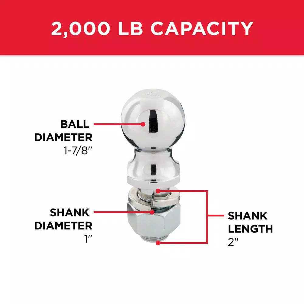 TowSmart 1-7/8 in. Chrome Hitch Ball with Wrench Flats