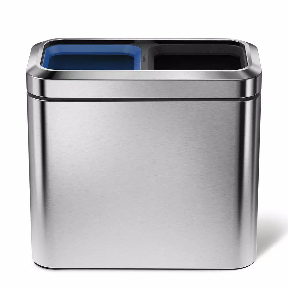 simplehuman 20-Liter Slim Open Recycler, Fingerprint-Proof Brushed Stainless Steel