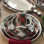 Golden Rabbit Highland Plaid 8 in. Enamelware Round Salad Plate Set of 4 thumbnail 4