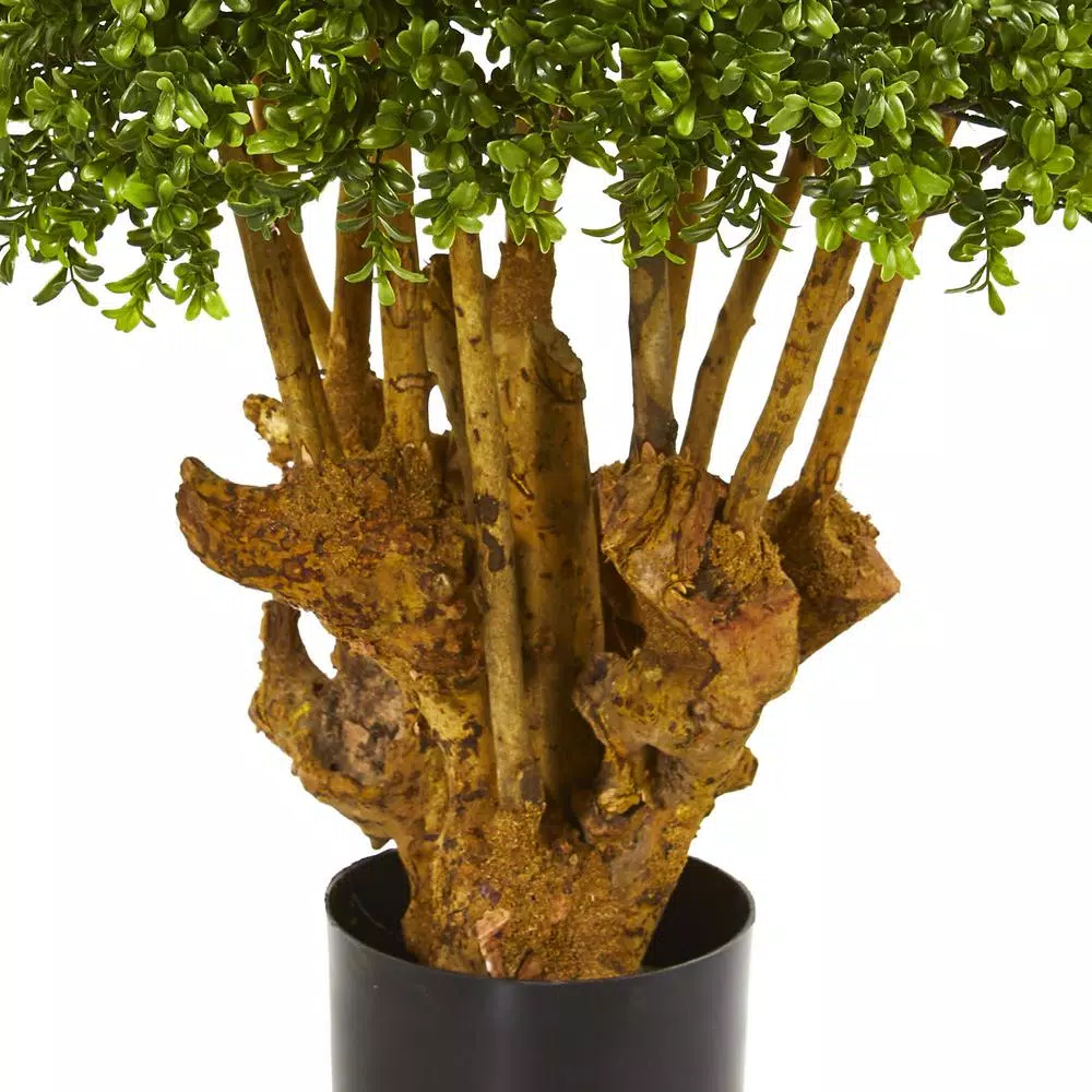 Nearly Natural 3 Ft. Artificial Boxwood Topiary Tree with Black Planter