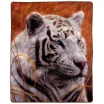 Lavish Home Multicolored Wildlife Throw Blanket - White Bengal Tiger Graphic thumbnail 1