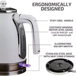 Ovente KS777 1.7L Electric Kettle, 1500W Stainless Steel Water Boiler with Auto Shut-Off and Removable Filter, White thumbnail 4