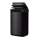 Boyel Living 13 Gallon Stainless Steel Sensor Trash Can - Touch-Free Rectangular Kitchen Bin with Black Lid thumbnail 1