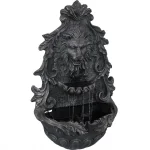 Sunnydaze Decor 30 in. Stoic Courage Lion Head Solar Wall Fountain with Battery Backup thumbnail 1