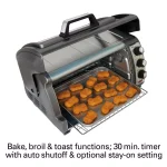 Hamilton Beach Easy Reach 1400W 6-Slice Convection Toaster Oven with Roll-Top Door, Gray thumbnail 5