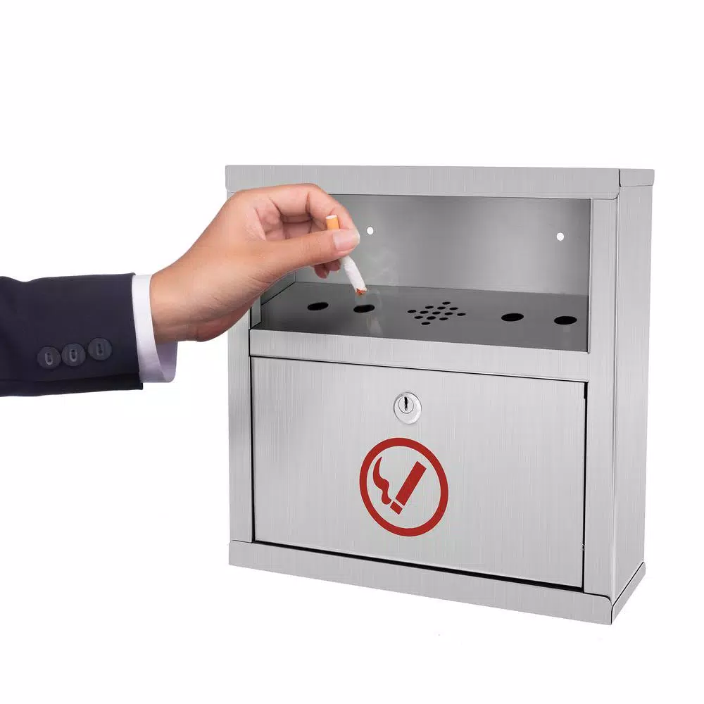 Alpine Industries Stainless Steel Wall Mounted Cigarette Disposal Station