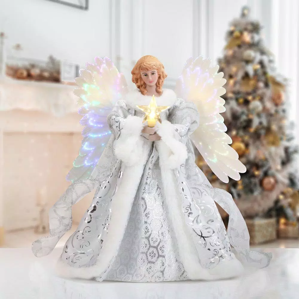 Mr. Christmas Celestial Angel Animated Christmas Tree Topper, Pre-lit with Fiber Optic Wings