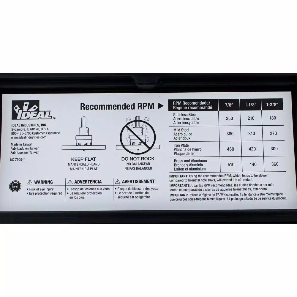 Ideal TKO 8-Piece Carbide-Tipped Hole Cutter Kit, 7/8 in. to 2-1/2 in.
