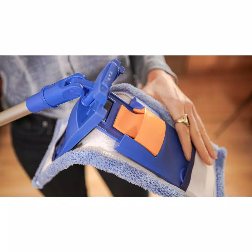 Ettore Microfiber Flat Floor Mop with Adjustable Metal Handle for Wood, Laminate, and Tile