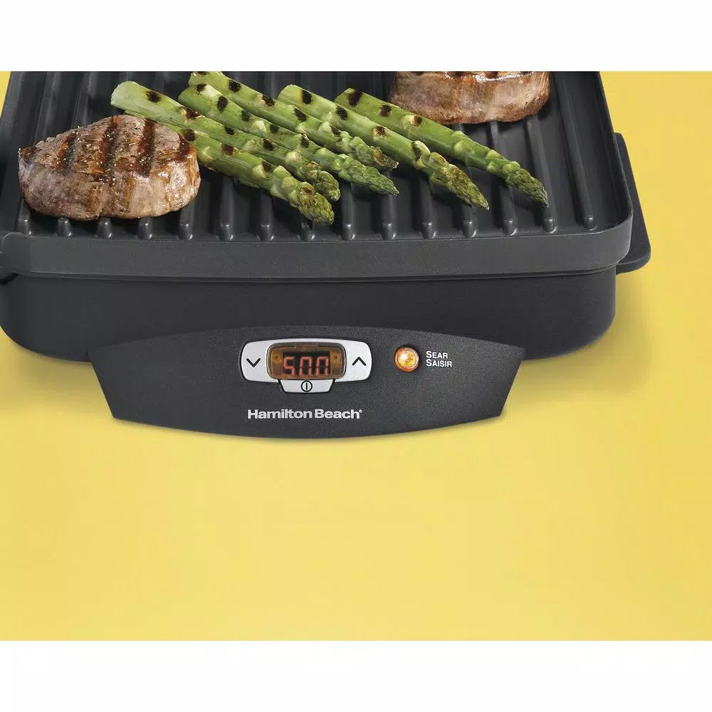 Hamilton Beach Steak Lover's Indoor Grill with 500°F Sear Function, 100 sq. in. Cooking Surface, Black