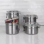Home Basics Stainless Steel 4-Piece Canister Set with Airtight Translucent Lids thumbnail 6