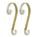Haute Decor 6 in. Gold Glitter Steel Stocking Scroll Holders, 2-Pack thumbnail 1