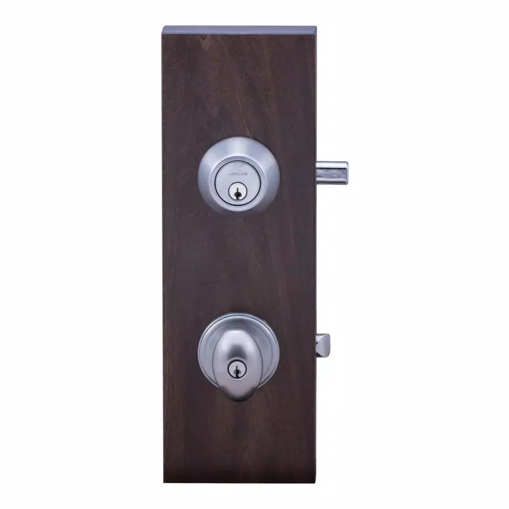 Copper Creek Colonial Egg Style Satin Stainless Steel Entry Door Knob and Single Cylinder Deadbolt Combo Pack