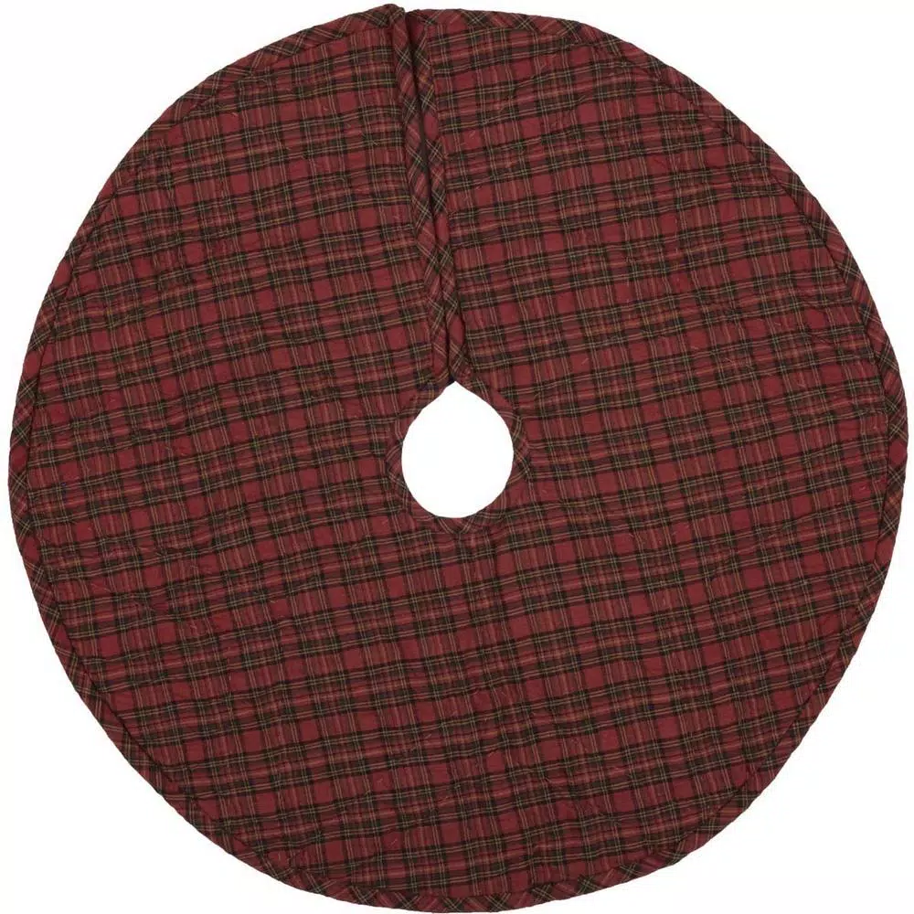 VHC Brands Tea Star 21 in. Traditional Christmas Mini Tree Skirt - Reversible Primitive Decor