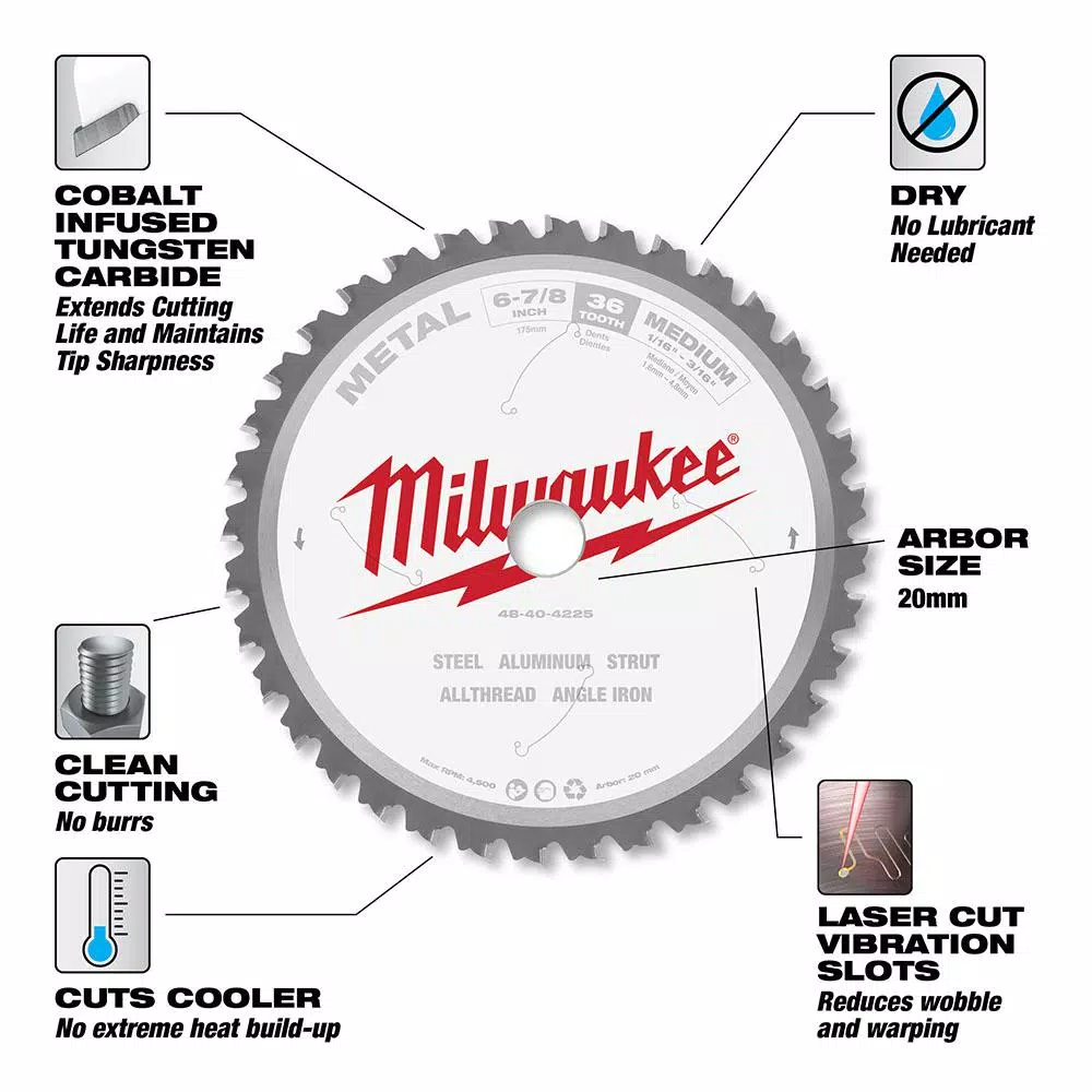 Milwaukee 6-7/8 in. 36T Carbide Metal Cutting Circular Saw Blade