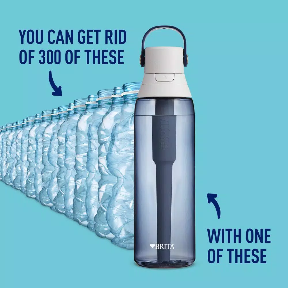 Brita 26 oz. Premium Filtering Water Bottle, Night Sky Blue, BPA-Free with 1 Filter