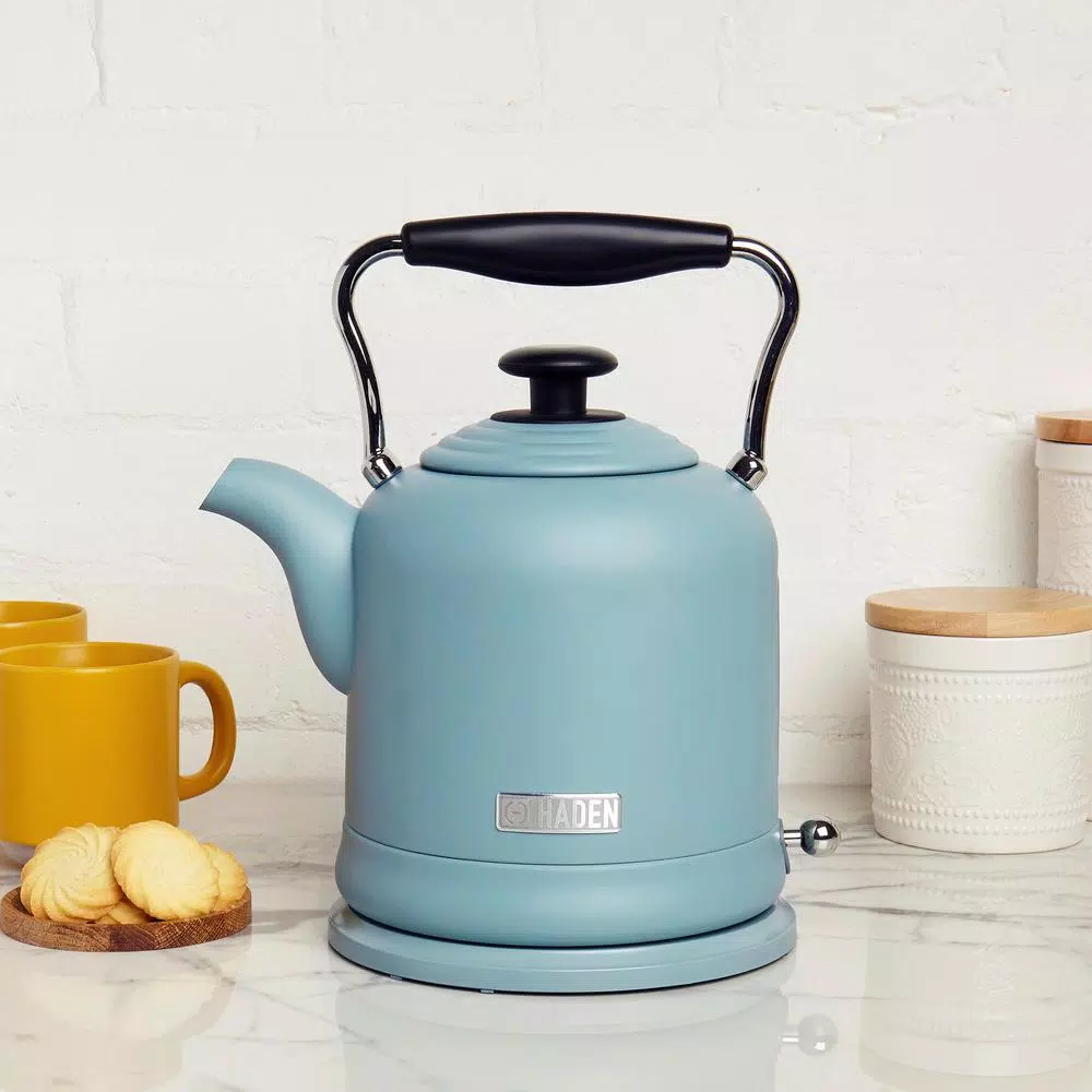 Haden Highclere 1.5L Electric Kettle, 6-Cup Cordless Kettle with Auto Shut-Off, Poole Blue
