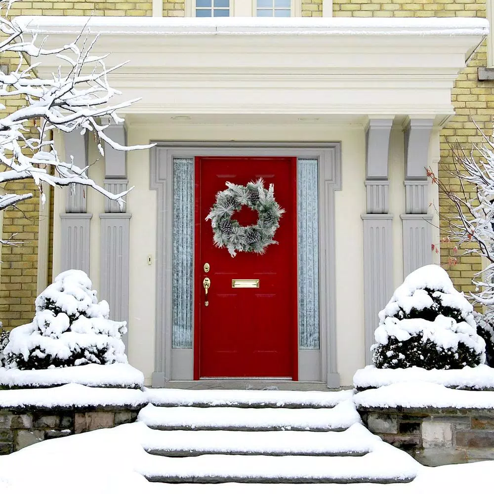 Fraser Hill Farm 24 in. Artificial Christmas Wreath with Oversized Pinecones and Flocked Snow
