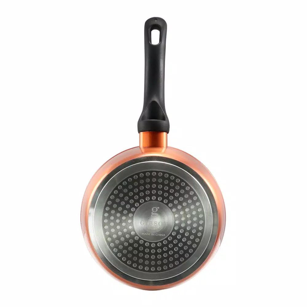 Gibson Home Hummington 1.7 qt. Aluminum Ceramic Nonstick Sauce Pan with Glass Lid, Metallic Copper
