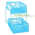 MIND READER 2-Tier Metal Mesh Utensil Caddy & Flatware Organizer, Blue thumbnail 4