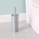 Home Basics Grey Plastic Toilet Brush and Holder Set with Nylon Bristles thumbnail 5
