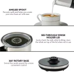 Ovente FR1208 3-in-1 Electric Milk Frother & Heater, Black Stainless Steel, 8.1 oz thumbnail 4