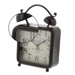 LITTON LANE 9 in. x 6 in. Square Iron Desk Clock 2-Pack - Vintage Distressed Analog Alarm Clocks thumbnail 3