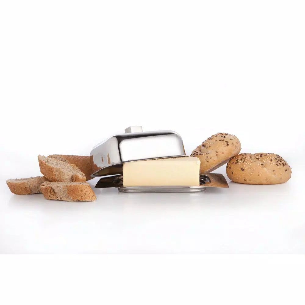 BergHOFF Cubo 18/10 Stainless Steel Butter Dish - Modern Polished Mirror Finish
