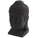 Nearly Natural Black Stone Buddha Head Statue - Indoor/Outdoor Bohemian Zen Decor thumbnail 2