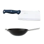 BergHOFF Geminis 12.5 in. Spun Cast Iron Wok and 7 in. Cleaver Set with Non-Stick Ceramic Coating thumbnail 1