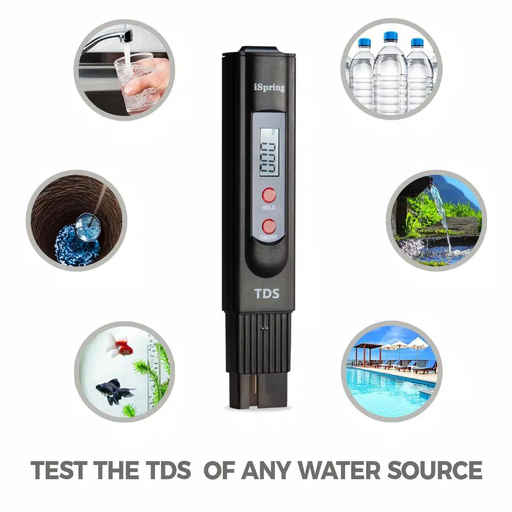 ISPRING TDS2 Digital Water Quality Tester, 2-Button TDS Meter with Backlit LCD
