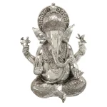LITTON LANE 16 in. Antique Silver Sitting Ganesh Sculpture with Patterned Detailing thumbnail 1