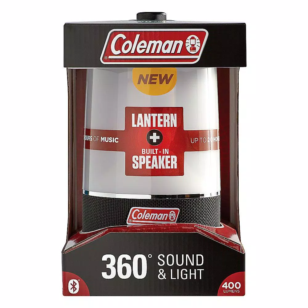 Coleman Sound and Light LED Lantern with Bluetooth Speaker, 400 Lumens, IPX4 Water Resistant