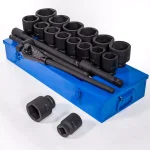 Stark 1 in. Drive Cr-Mo Steel 6-Point SAE Deep Impact Socket Set with Extensions and Case, 21-Piece thumbnail 1