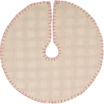 VHC Brands Amory 21 in. Ivory White Plaid Cotton Christmas Tree Skirt thumbnail 2