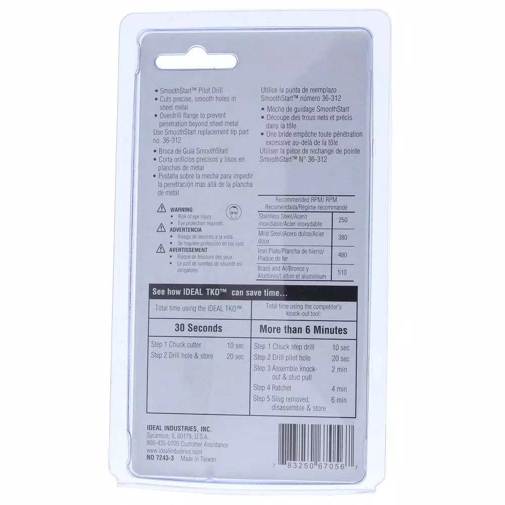 Ideal TKO 1-1/8 in. Carbide-Tipped Hole Cutter for Sheet Metal and Stainless Steel