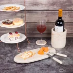 Creative Home Natural Champagne Marble Oval Serving Tray - 14 in. Beige Cheese & Pastry Board thumbnail 5