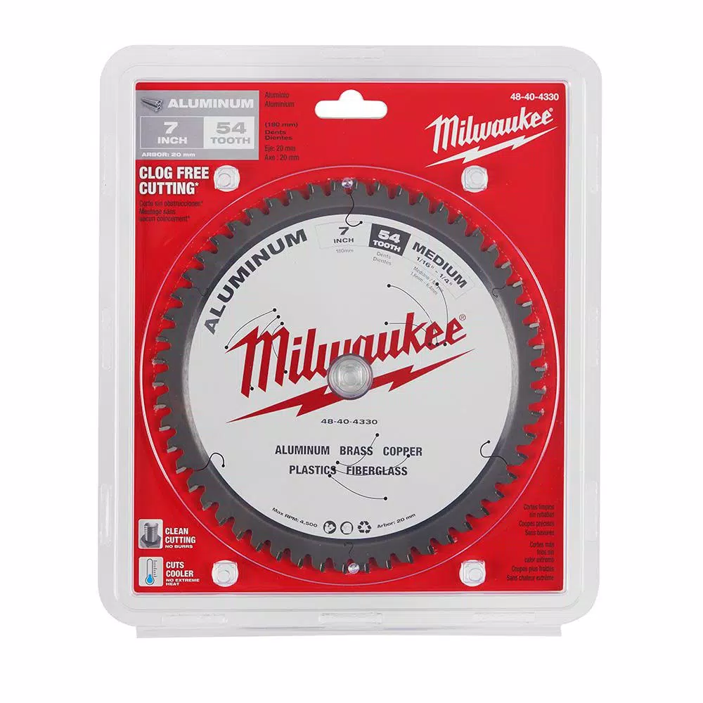 Milwaukee 7 in. 54T Carbide Aluminum and Metal Cutting Circular Saw Blade