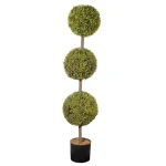 National Tree Company 48 in. Artificial Boxwood 3-Ball Topiary in Dark Green Grower's Pot thumbnail 1