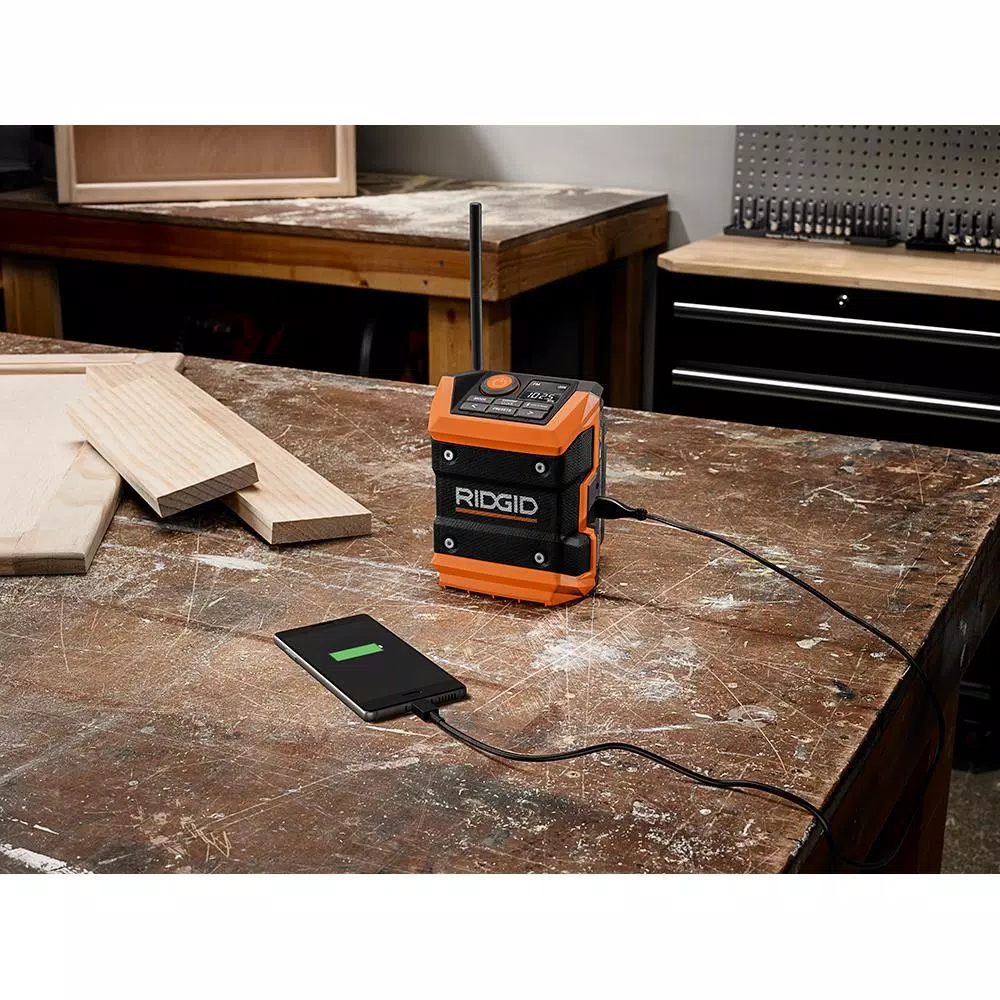 RIDGID 18V Cordless Mini Bluetooth Jobsite Radio (Tool Only)