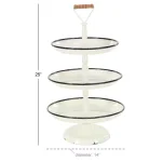LITTON LANE Rustic Reflections 3-Tier Metal Pedestal Tray, Distressed White with Black Accents thumbnail 5