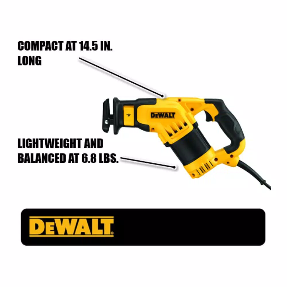 DEWALT 12 Amp Compact Corded Reciprocating Saw, 3000 SPM