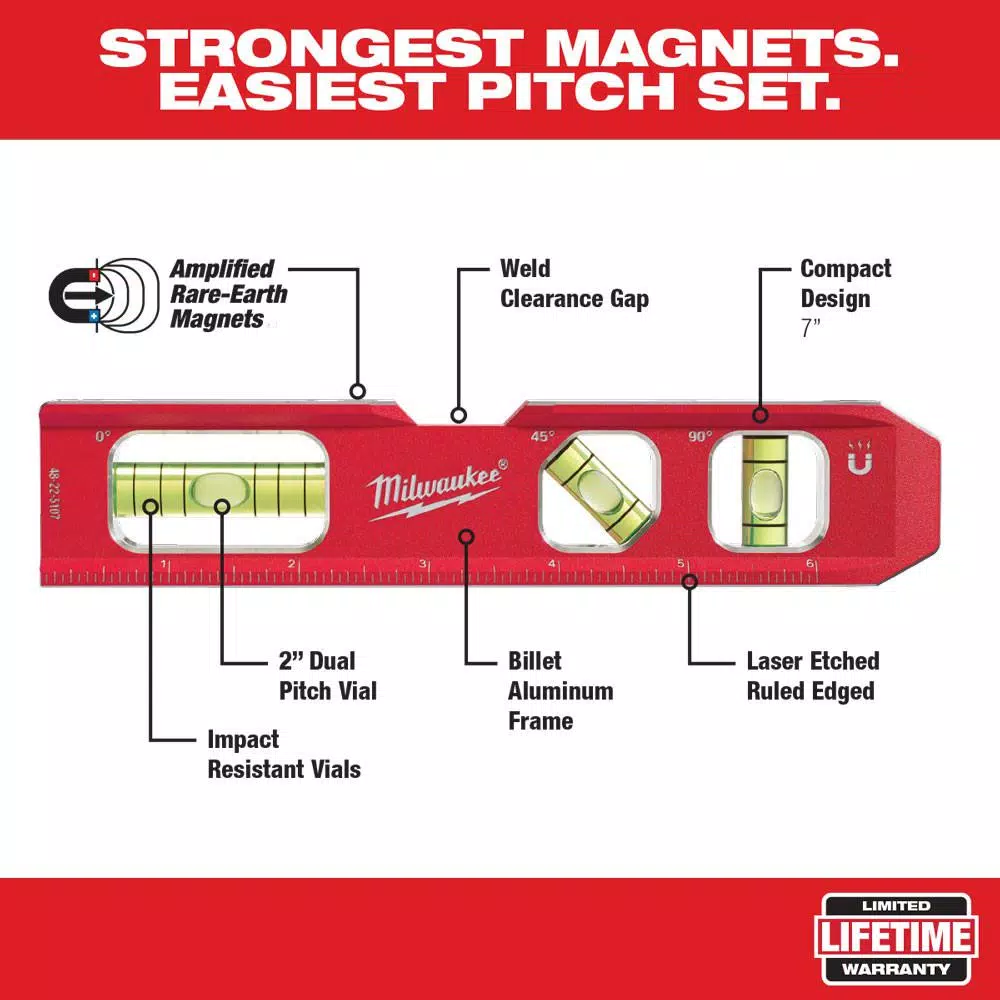Milwaukee 7 in. Billet Torpedo Level and 25 ft. Compact Tape Measure Set