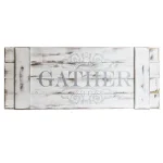 Pinnacle Gather Wood Plank Decorative Sign - Rustic Farmhouse White Wall Art thumbnail 2