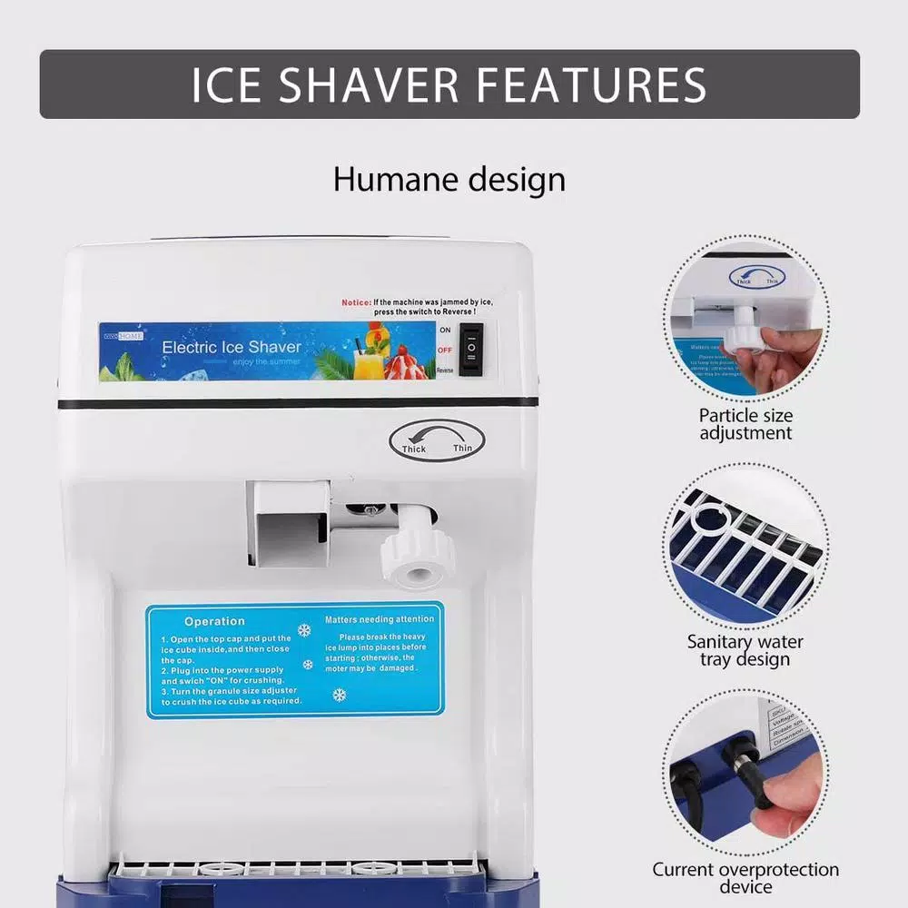 VIVOHOME Blue Ice Crusher & Snow Cone Maker Machine, 250W High Speed Shaver
