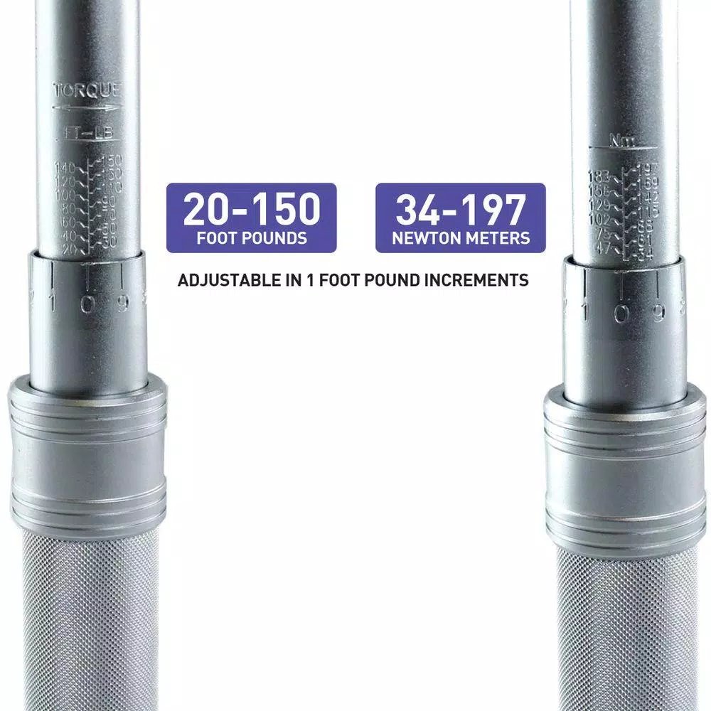 Capri Tools 1/2 in. Drive Industrial Torque Wrench, 20-150 ft. lbs. Range, Steel Construction