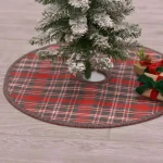 VHC Brands Anderson 21 in. Cherry Red Rustic Plaid Mini Christmas Tree Skirt thumbnail 4