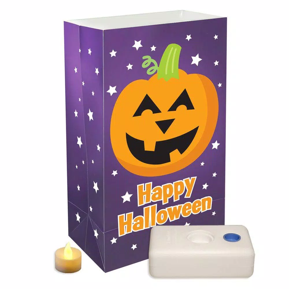 LUMABASE 12-Piece Battery Operated Pumpkin Luminaria Kit - Flameless LED Path Lights
